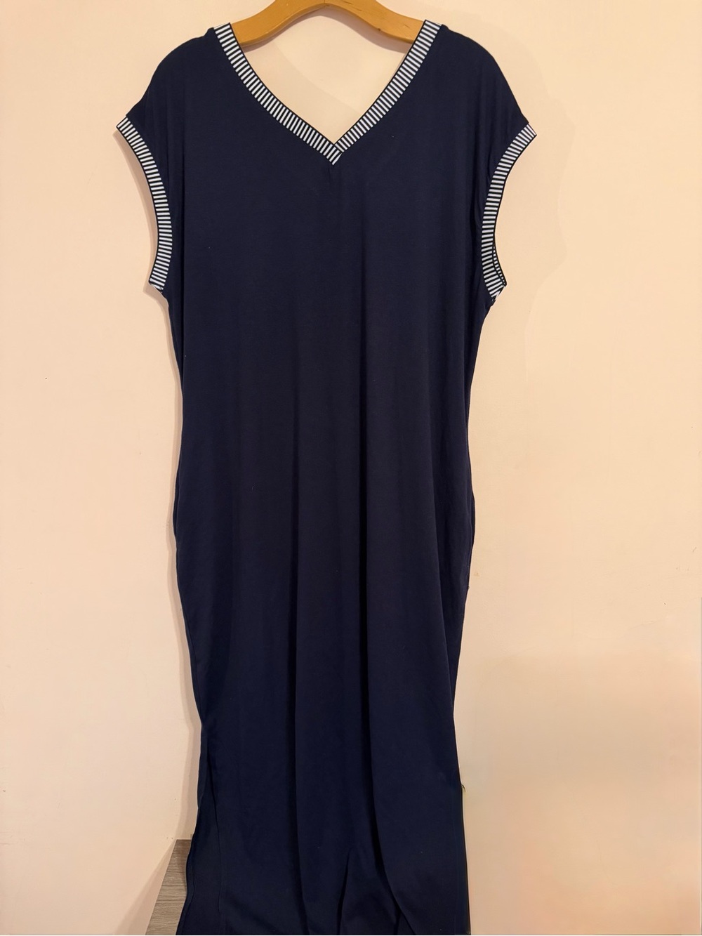 NWT Navy Stripe Trim Maxi Dress - Picture 4 of 6